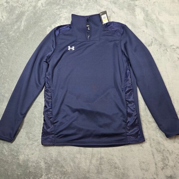 Under Armour Jacket Mens Medium Navy Blue Command 1/4 Zip Pullover 1360712 NEW - Picture 1 of 8